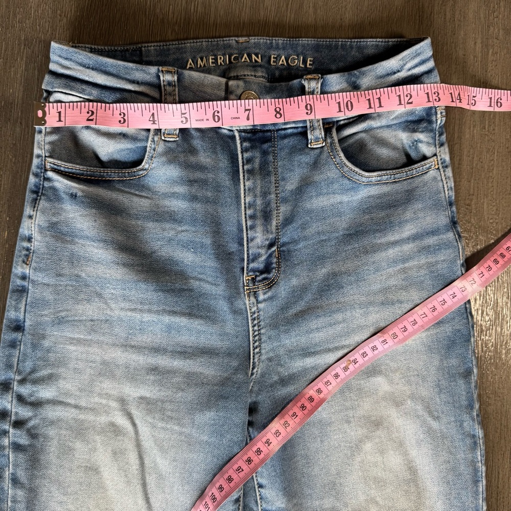AEO Blue Denim High Rise Curvy Skinny Jeans 2 - Picture 8 of 10
